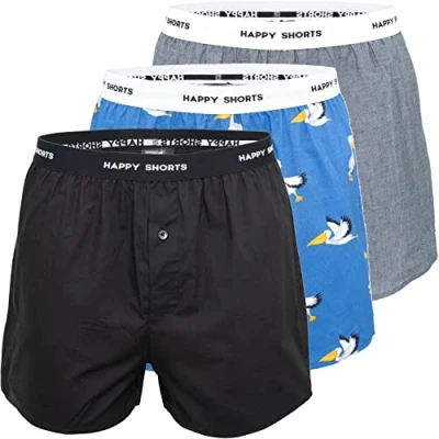 Abbildung von Happy Shorts 3 PACK Boxershorts, Herren, Größe: Medium, Pelikan mix