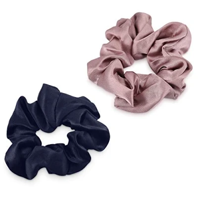 Abbildung von Navaris Haargummi 2 teiliges Set aus Seidenhaar Scrunchies, Haarbänder und Zopfgummis, tlg.