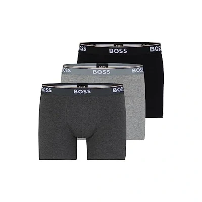Abbildung von BOSS Herren Power Boxershorts mit Bold Logo, 3er Pack Retroshorts, Grau/Anthrazit/Schwarz, X Large