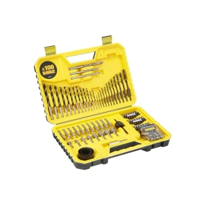 Abbildung von Dewalt 100 tlg. Zubehör Set DT71563 (für Schnellspann und Zahnkranzbohrfutter, inkl. Stein , Holz Metallbohrer verschiedener Durchmesser, Schrauberbits, Steckschlüsseln, Lochsägen, Bithalter)