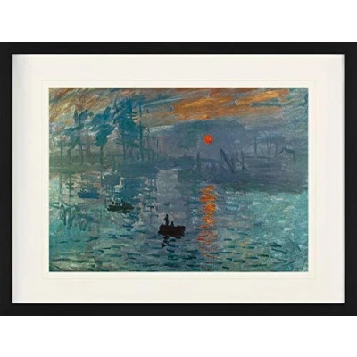 Abbildung von 1art1 Claude Monet Poster Impression, Sonnenaufgang, 1872 Gerahmtes Bild Mit Edlem Passepartout Wand Bilder Im Bilderrahmen 80x60 cm
