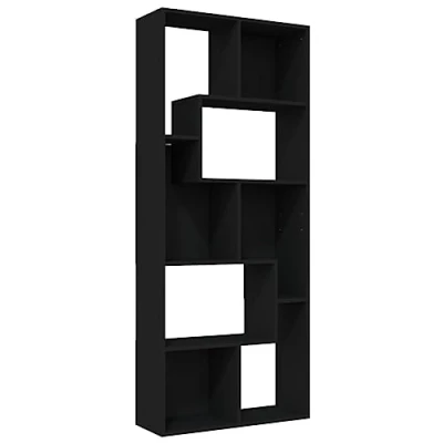 Abbildung von vidaXL Bücherregal Raumteiler Standregal Wandregal Aktenregal Sideboard Regal Büroregal Raumtrenner Schrank Büro Schwarz 67x24x161cm Holzwerkstoff