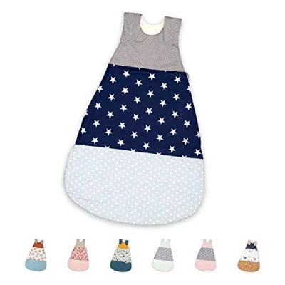 Abbildung von ULLENBOOM Schlafsack Baby 0 3 Monate, 56/62, OEKO TEX Materialien, Blau Hellblau Grau (Made in EU), 2,5 TOG Neugeborene Ganzjährig für Frühling, Herbst und Winter
