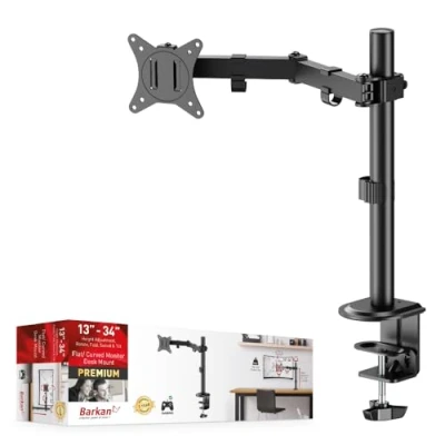 Abbildung von Barkan Monitor Halterung Einarm 13 34 Zoll LED/LCD Schreibtisch Bildschirm Halterung,Monitor Tischhalterung neigbar/schwenkbar/höhenverstellbar, Ergonomischer, hält bis 8Kg