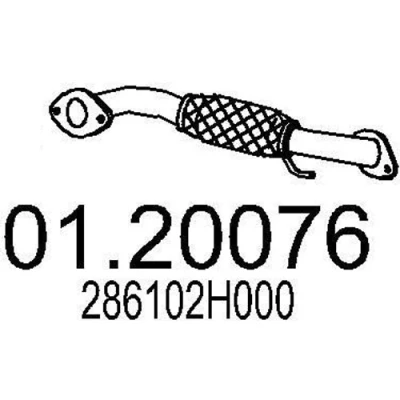 Abbildung von MTS 01.20076 Abgasrohr 380 vorne für Mittelschalldämpfer HYUNDAI: i30 I Schrägheck