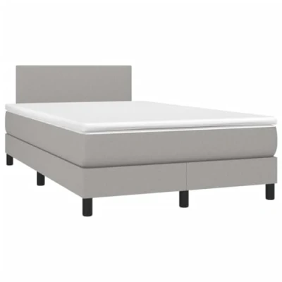 Abbildung von vidaXL Boxspringbett mit Matratze Polsterbett Doppelbett Bett Hotelbett Schlafzimmerbett Bettrahmen Bettgestell Lattenrost Hellgrau 120x200cm Stoff