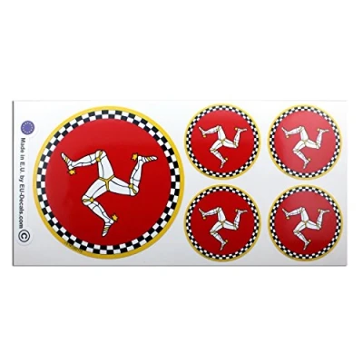 Abbildung von 1 x 100 mm 4* &amp; 4 50 Isle of Man Mod laminierter Aufkleber für Helm Auto Fahrrad Roller MioVespa Collection