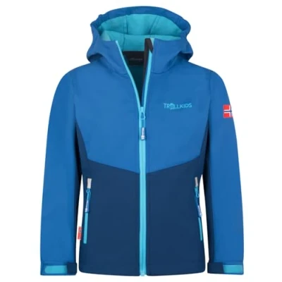 Abbildung von Trollkids Kristiansand Unisex Softshelljacke für Kinder, Größe: 110, Alpine blue/dark indigo/pool blue