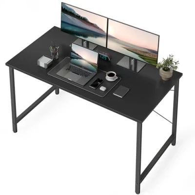 Abbildung von CubiCubi Schreibtisch Kleiner Tisch Computertisch, 100 x 48 75 cm Home Office Schreibtisch, Moderner Schlichter Stil PC für Zuhause, Büro, Studium, Schreiben, Vintage, Schwarz