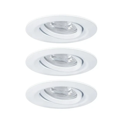 Abbildung von Paulmann 92971 Nova Mini Plus LED Einbauleuchte Coin 3er Set rund schwenkbar 3x4,2W EasyDim dimmbar Weiß matt Aluminium Warmweiß 2700K, 126 W