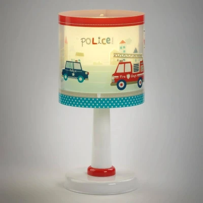 Abbildung von Dalber Kinder Tischlampe Nachttischlampe kinderzimmer Polizei Feuerwehrmänner Autos Police, 60611, E14