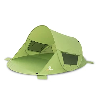 Abbildung von outdoorer Pop up Strandmuschel Zack Premium grün Wurfmuschel, UV Schutz 80, Strandzelt, Windschutz und Sonnenschutz am Strand