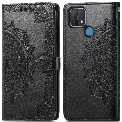 Abbildung von Oppo A15 Hülle Kunstleder iMoshion Klapphülle Handyhülle Schwarz