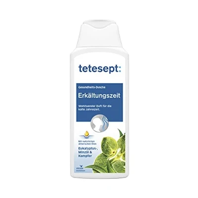 Abbildung von tetesept Erkältung Duschgel, Bringt spürbare Erleichterung der Erkältungssymptome, Befreit die Atemwege mit Eukalyptusöl &amp; Kampfer, Intensiver Duft durch natürliche Wirkstoffe, 5x250ml