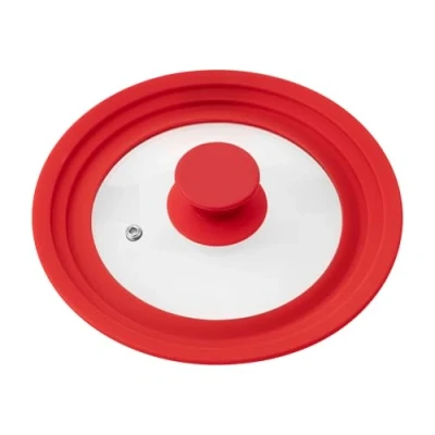 Abbildung von bremermann Topfdeckel Universal Glasdeckel mit Silikonrand, 16/18/20 cm, rot klein