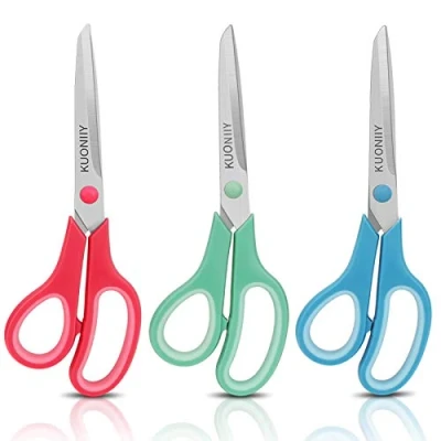 Abbildung von KUONIIY Schere, Ultra Scharfe Titan Scheren mit weichem Griff, Multifunktionale Set, 3er Pack, 20,3 cm (Rot, Grün, Blau)