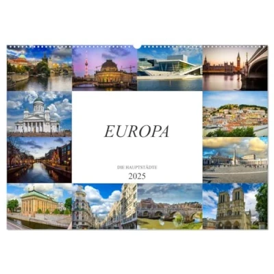 Abbildung von Europa Die Hauptstädte (Wandkalender 2025 DIN A2 quer), CALVENDO Monatskalender