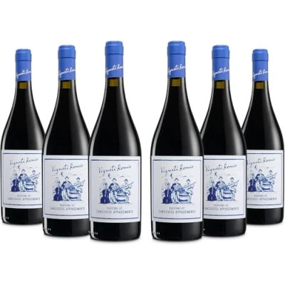 Abbildung von Vigneti Romio Sangiovese Rubicone IGT Appassimento, vollmundiger Rotwein mit fruchtigen Noten, 14,5% Vol., Karton 6 Flaschen 750 ml