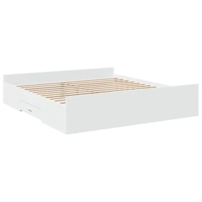 Abbildung von vidaXL Bettgestell, Bett mit Schubladen für Schlafzimmer, Bettrahmen Lattenrost, Schlafzimmerbett Doppelbett, Weiß 200x200cm Holzwerkstoff