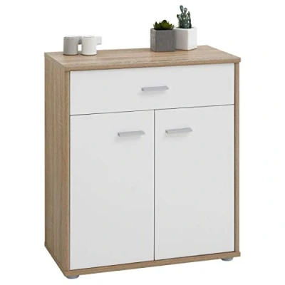 Abbildung von CARO Möbel Highboard TOMMY, Kommode Sideboard Schrank Anrichte Sonoma Eiche / weiß mit Schublade D