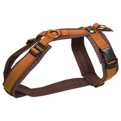 Abbildung von Annyx Brustgeschirr FUN in Braun bernstein XS für Welpen alle Hunde verstellbar gepolstert ergonomisch rückenschonend optimal