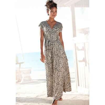 Abbildung von Buffalo Maxikleid, (mit Bindegürtel), mit Alloverdruck, Sommerkleid Taschen, Strandkleid