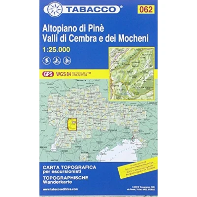 Abbildung von Tabacco topographische Wanderkarte Altopiano di Pine, Valli Cembra e dei Mocheni (Carte topografiche per escursionisti, Band 62)
