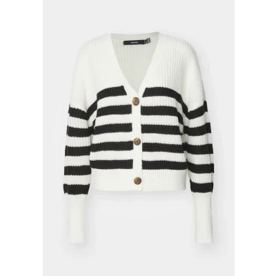 Abbildung von Vero Moda Vmlea Vneck CUFF Cardigan Strickjacke, Damen, Größe: Medium, Cloud dancer/black