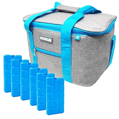 Abbildung von ToCi Kühltasche 14 L Campingtasche Picknick Tasche Grau + 6x 200ml Kühlakku