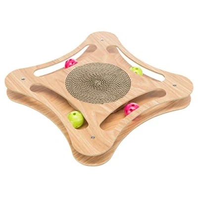 Abbildung von Trixie Kratzbrett, Karton mit Spielzeug, Holz, Katzenminze, 46 x 4 25 cm