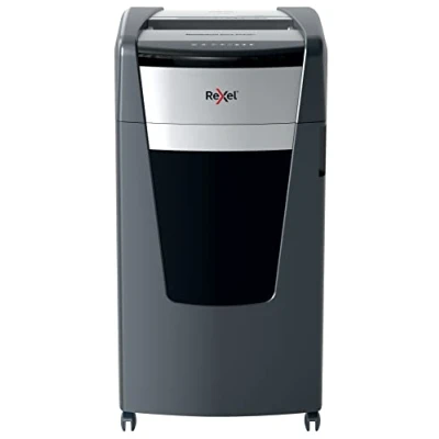 Abbildung von Rexel Aktenvernichter Momentum Extra XP426+, Partikelschnitt, 29 26 Blatt A4 (70 80 g/m²) Kapazität, Sicherheitsstufe P4, Anti Papierstau Technologie, 120L Abfallbehälter, schwarz, 2021426XEU