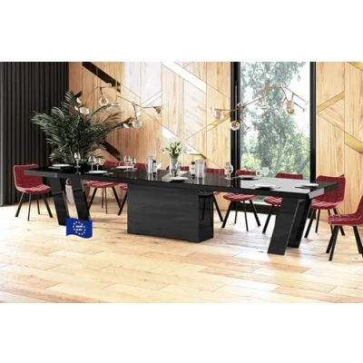 Abbildung von Design Esstisch Tisch HEG 111 Hochglanz XXL ausziehbar 160 bis 412 cm, Farbe:Schwarz