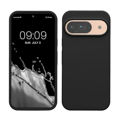 Abbildung von kwmobile Hülle kompatibel mit Google Pixel 9 / Pro Silikon Handy Case Handyhülle weiche Oberfläche kabelloses Laden Schwarz matt