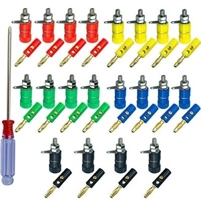 Abbildung von QitinDasen 40Pcs Premium 4mm Bananenstecker Bananenbuchse Steckverbinder Set, mit 20Pcs Vergoldet und Binding Post Terminal, für Audio Lautsprecher, Verstärker (5 Farbe)