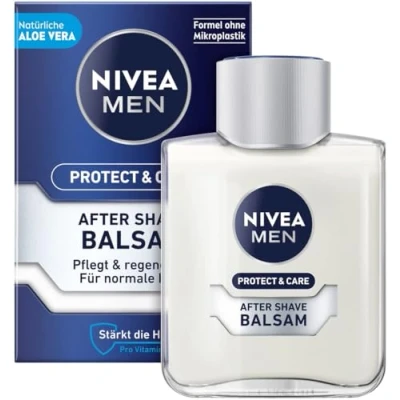 Abbildung von NIVEA MEN Protect &amp; Care After Shave Balsam (100 ml), beruhigendes Shave, Hautpflege nach der Rasur mit Aloe Vera und Pro Vitamin B5