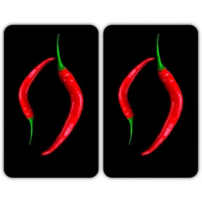 Abbildung von WENKO Herd Abdeckplatte &quot;Peperoni Duo&quot;, (Set, 2 tlg.), rutschfesten Spezialfüße