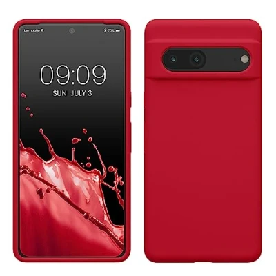 Abbildung von kwmobile Hülle kompatibel mit Google Pixel 7 Silikon Handy Case Handyhülle weiche Oberfläche kabelloses Laden Sweet Cherry