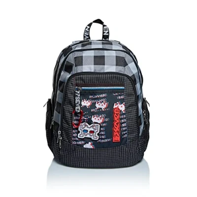 Abbildung von Seven Rucksack, Backpack für Schule, Uni &amp; Freizeit, Geräumige Schultasche Teenager, Mädchen, Jungen, Gepolsterter Schulranzen; mit Laptopfach Advanced SPACE CHECK, schwarz