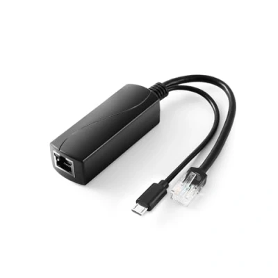 Abbildung von Revotech Aktiver PoE Splitter 5V/2.4A Micro USB Stecker, 48V auf Ausgang, 10/100Mbps Kompatibel mit IEEE802.3af/at, Adapter für Geräte, Pi 3B/3B+ (USB0502)
