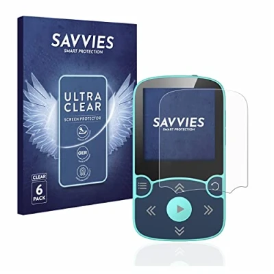 Abbildung von Savvies 6 Stück Schutzfolie für AGPtek A65X MP3 Player with clip Displayschutz Folie Ultra Transparent