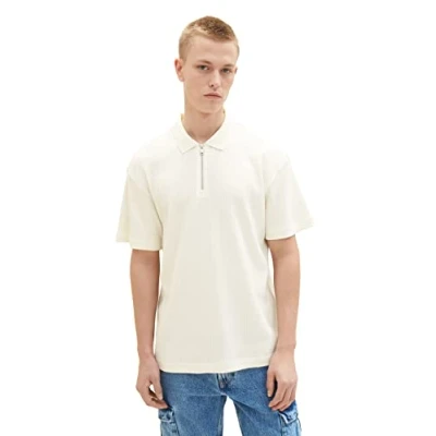 Abbildung von TOM Tailor Denim MIT Reissverschluss Poloshirt, Herren, Größe: XL, Wool white