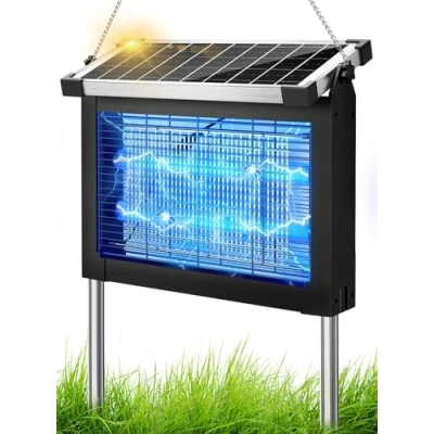 Abbildung von Anysun Insektenvernichter Elektrisch, Solar Mückenlampe USB Wiederaufladbar, 4500V Elektrische Fliegenfalle Wasserdicht für Mücken, Motten, Fliegen Terrasse, Haus, Hinterhof, Garten, Camping