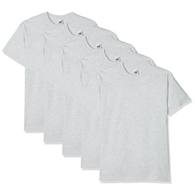 Abbildung von Fruit of the Loom Herren Super Premium Kurzarm T Shirt, grau meliert, XXL (5er Pack)