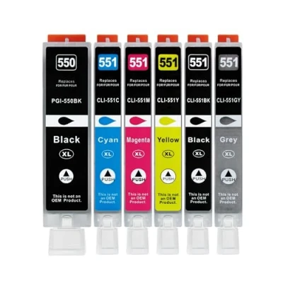 Abbildung von 6 XXL Druckerpatronen kompatibel zu PGI 550 / CLI 551 für Canon PIXMA IP8750 MG6350 MG7150 MG7550