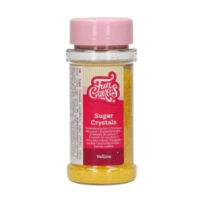 Abbildung von FunCakes Sugar Crystals Gelb : Tortenstreusel, großartiger Geschmack, perfekt zum Dekorieren von Torten, Cupcake Streuseln. 80 g.