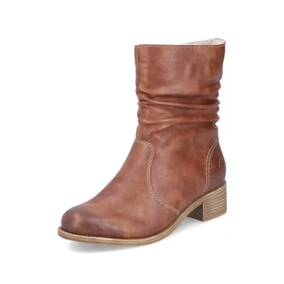 Abbildung von Rieker Damen Klassische Stiefeletten 76581, Frauen Stiefeletten,reißverschluss,gerafft,Boots,Stiefel,Bootee,Booties,braun (24),42 EU / 8 UK