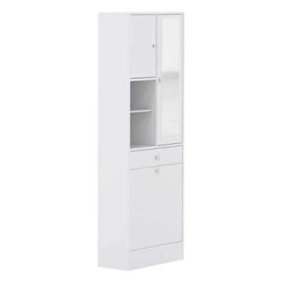 Abbildung von TemaHome Wäscheschrank &quot;Combi Badezimmerschrank mit Schublade, Türen,&quot;, Spiegel, offene Fächer, Weiss