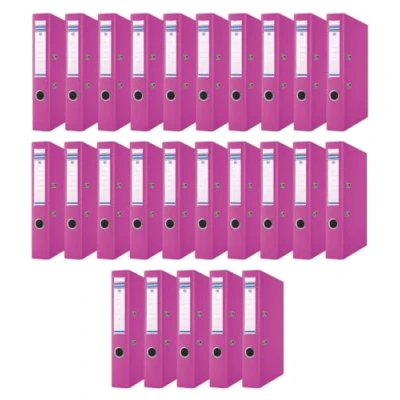 Abbildung von DONAU Master Ordner Schmal 25er Pack/DIN A4 / 5 cm 25 Stück/Rosa/Kunststoffbezug PP/Carton Papier Schlitzordner Büroordner Aktenordner Ringordner/Grünen Punkt