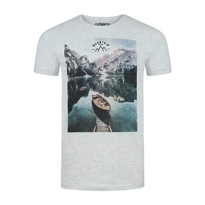 Abbildung von riverso Herren T Shirt RIVLukas Fotodruck Rundhals O Neck Kurzarm Regular Baumwolle Grau 4XL, Größe:4XL, Farbe:Light Grey Melange (BJD)