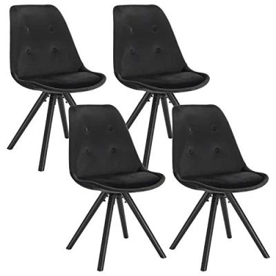 Abbildung von WOLTU Esszimmerstühle 4er Set, Küchenstuhl, Skandinavisch Design, schminktisch Stuhl, Loungesessel, Polsterstuhl, Retro Design Gepolsterter Sitzfläche aus Samt, Schwarz, BH196sz 4